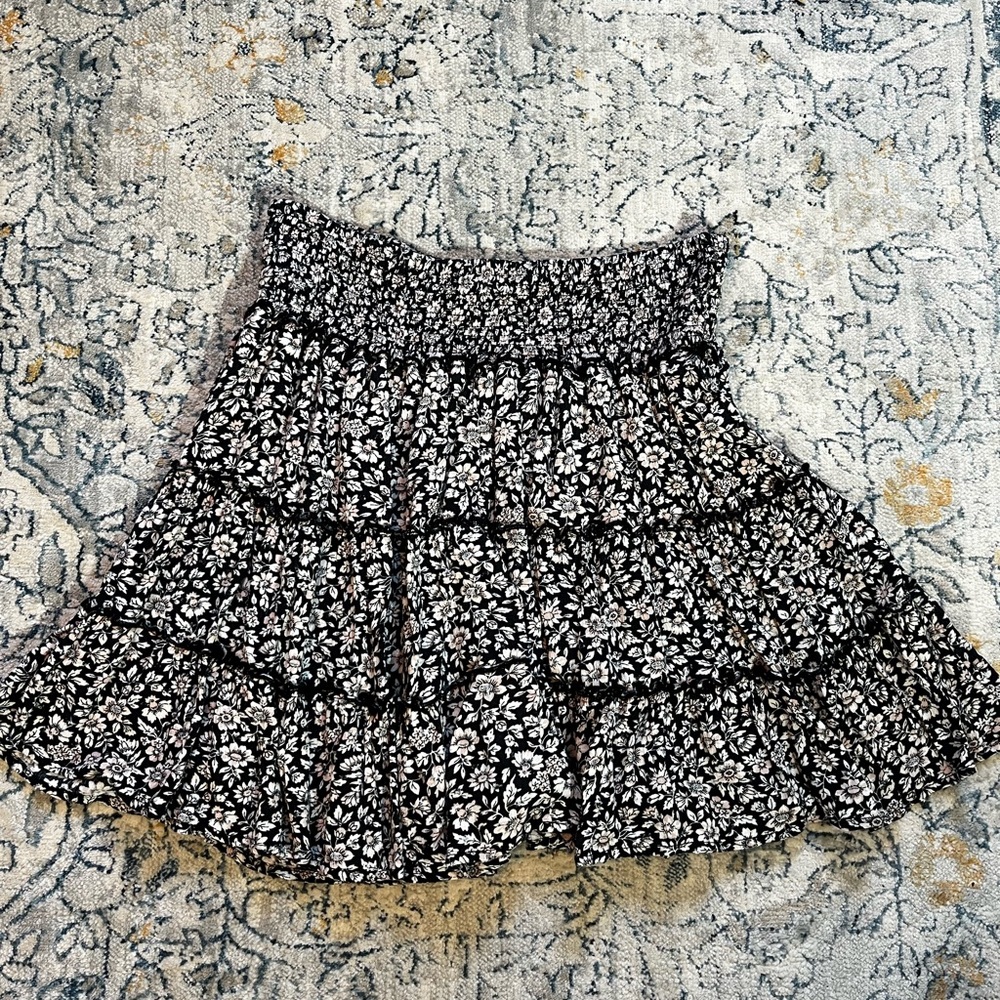 Floral Black and White Skirt